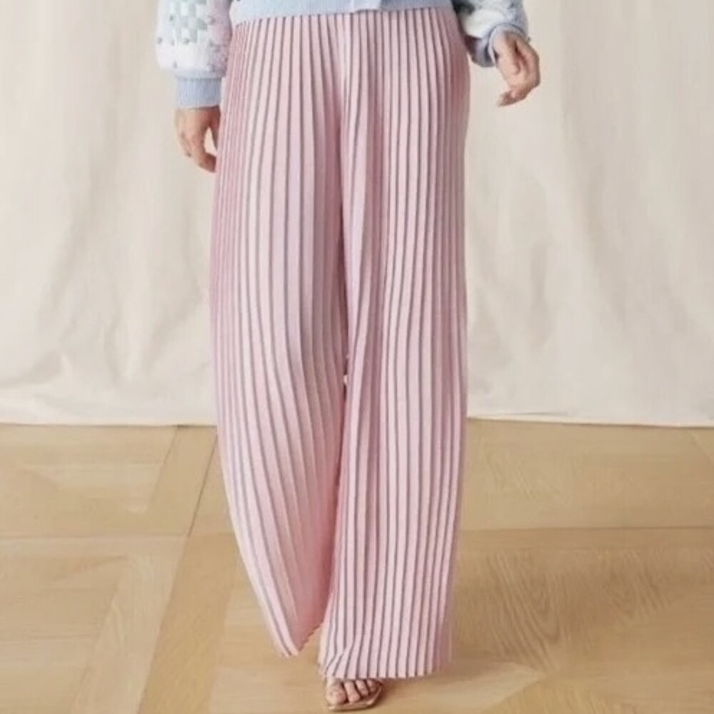 Matilda Jane Boutique Pleated Wide Leg‎ Pink Palazzo Pants NWT Size L
